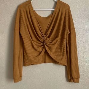 Mustard yellow waffle long sleeve